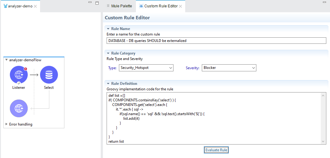 custom rules editor