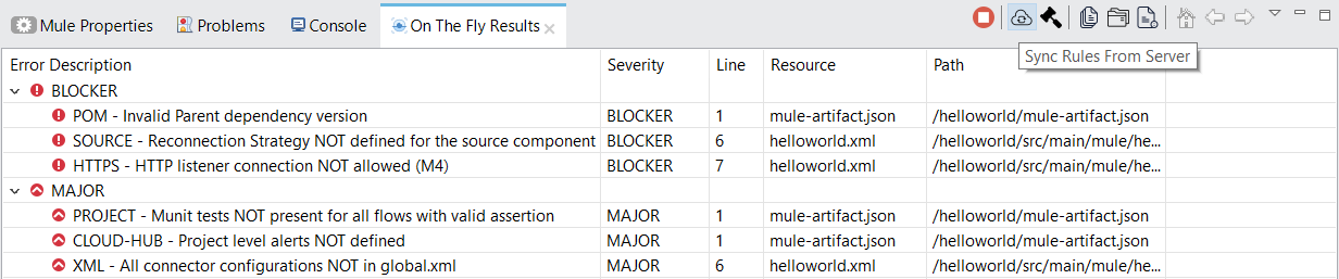 on the fly results tab options sync rules