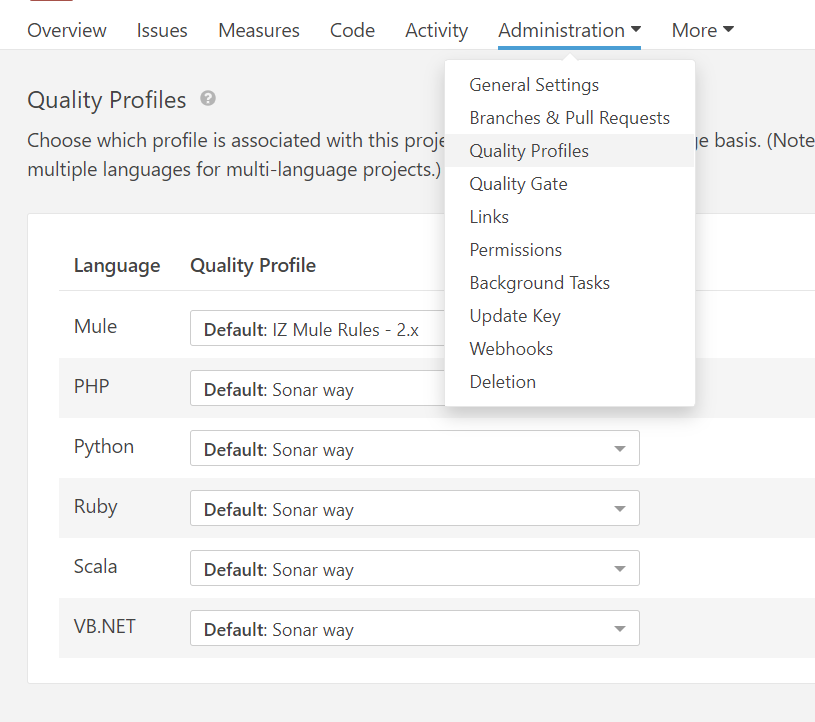 switch quality profile server