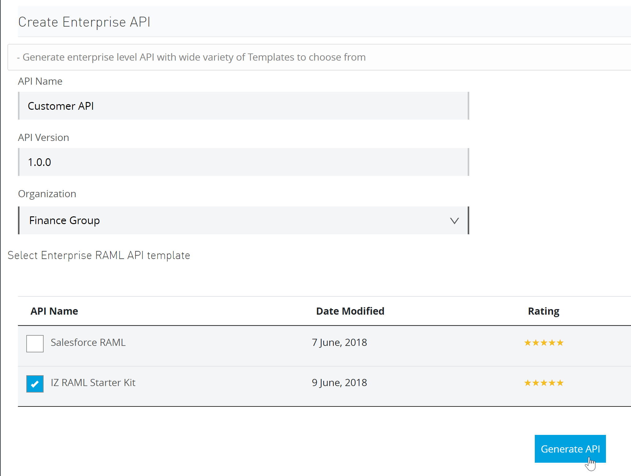 generate api wizard config af5c9