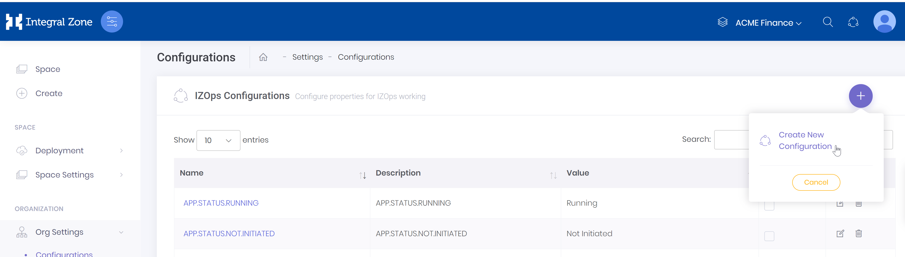 create config button