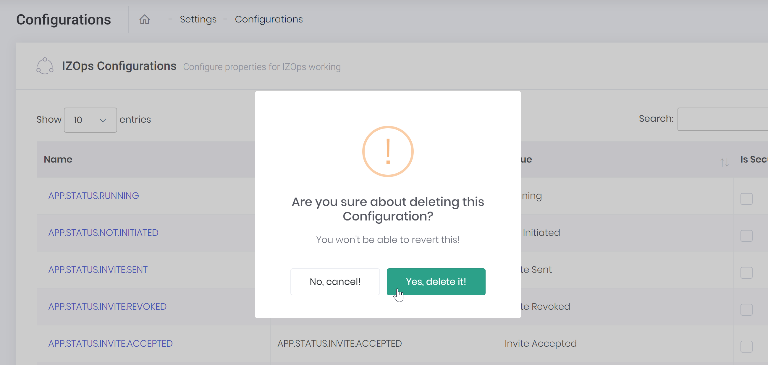 delete config confirm