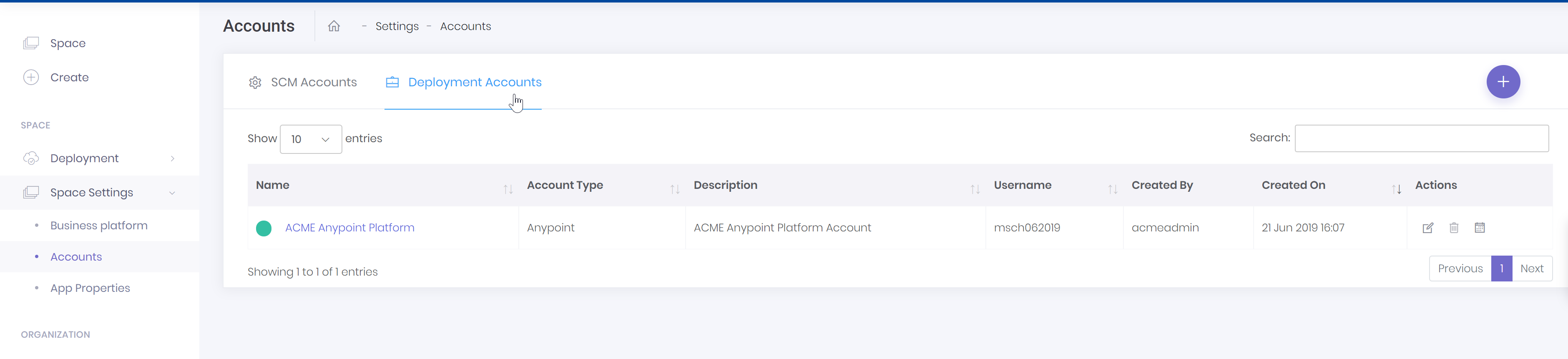 list deployment account