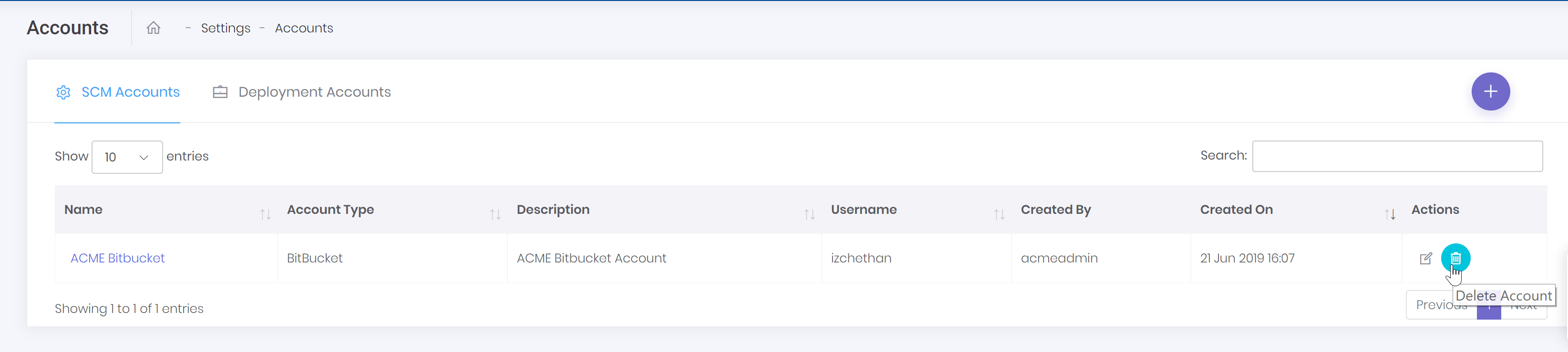 scm account delete button